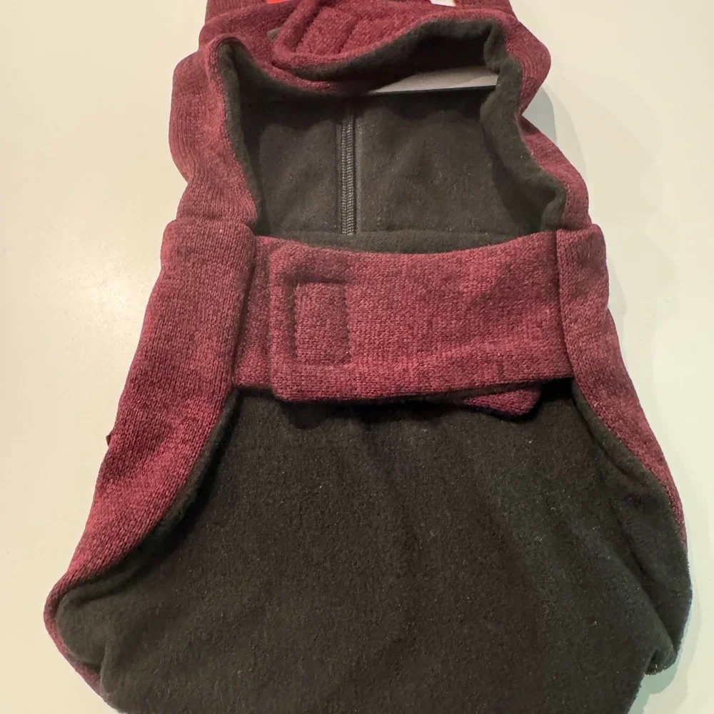Cozy Maroon Dog Coat - Zip Front Size XS / Small